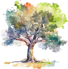tree watercolor isolated