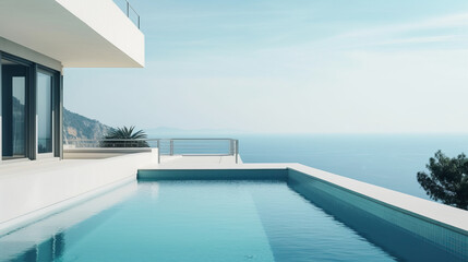Fototapeta na wymiar Luxury modern villa with pool. Illustration AI Generative.
