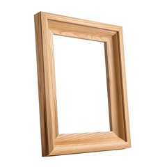 Wooden photo frame on transparent background. PNG, ai