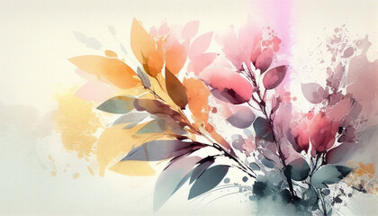 Abstract floral watercolor background by Generative AI