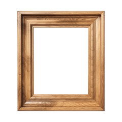 Wooden photo frame on transparent background. PNG, ai