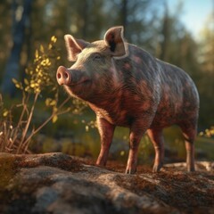 Pig in natural habitat (generative AI)