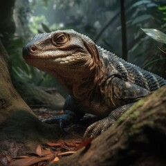 Monitor lizard in natural habitat (generative AI)