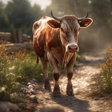 Cow in natural habitat (generative AI)