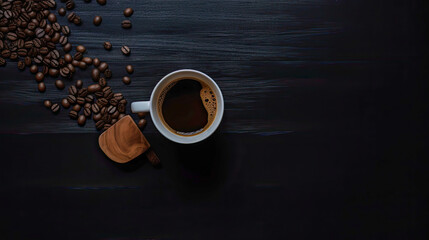 cup of coffee with beans