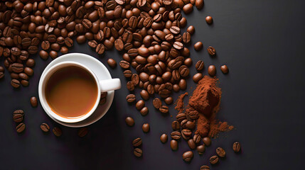 coffee beans and cup