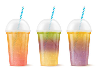 colorful iced drink for tropical parties. Realistic 3d vector illustration
