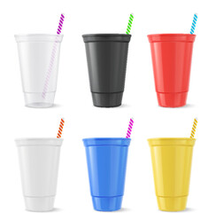 collection of plastic cups isolated on white background. Vector illustration