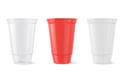 collection of plastic cups isolated on white background. Vector illustration