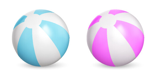 Vector realistic illustration Beach balls set isolated on white background