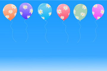 Festive balloons on the sky isolated vector illustration