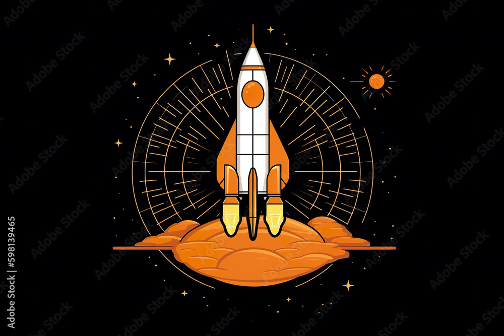 Poster a space shuttle is flying over a planet. ai generative image