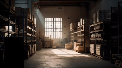 Abandoned Warehouse. Warehouse industrial and logistics companies. Generative AI