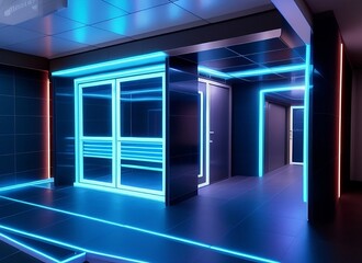 Tron-like interior or an office building