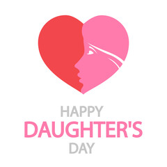 Daughters day logo of a girl in a heart, vector art illustration.