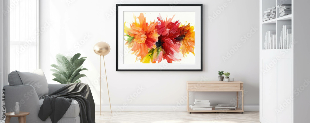 Poster vibrant twotoned flowers capture the focus of viewers within a white frame.. ai generation. generati