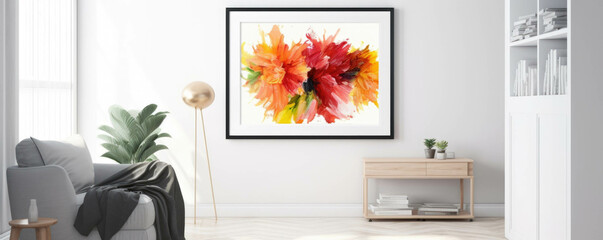 Vibrant twotoned flowers capture the focus of viewers within a white frame.. AI generation. Generative AI