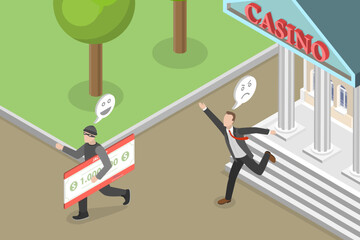 3D Isometric Flat Vector Conceptual Illustration of Robbery, In Pursuit of the Robber