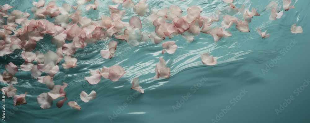 Poster A gentle rolling wave of petals surging with the rhythm of the tides.. AI generation. Generative AI