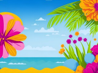 Fototapeta na wymiar colorful summer background with copyspace for text