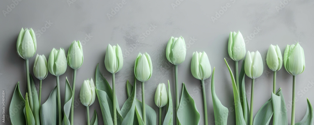 Poster an array of tulips shielded by a wall of petals.. ai generation. generative ai