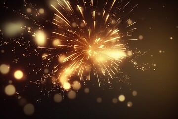 Naklejka premium Golden Fireworks Show in the Night Sky - Generative AI