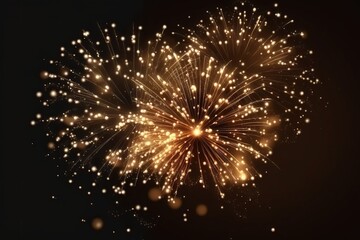 Fototapeta na wymiar Glowing Golden Fireworks Show - Generative AI