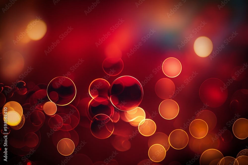 Aufkleber abstract red bokeh background - generative ai