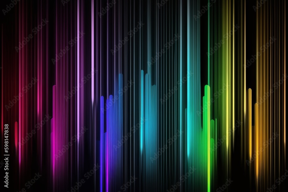 Aufkleber multicolored light vertical lines wave animation on abstract dark background