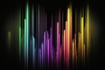 Multicolored Light Vertical Lines Wave Animation on Black Abstract Dark Motion Gradient Light Trails Futuristic Background Motion 4K Artistic Stripes Glowing Light VJ Loop
