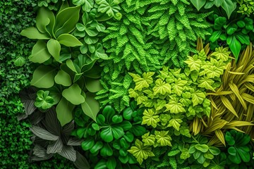 Artificial Vertical Green Garden Decoration for Nature Background - Generative AI