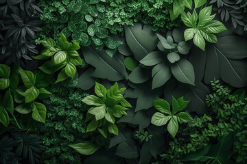 Artificial Vertical Green Garden Decoration for Nature Background - Generative AI