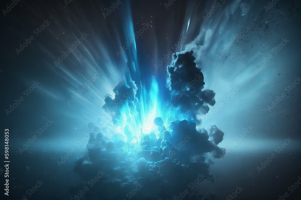 Aufkleber blue flare abstract background with smoke and dust particle effect