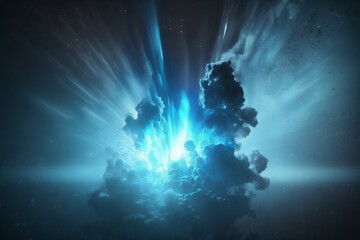 Blue Flare Abstract Background with Smoke and Dust Particle Effect
