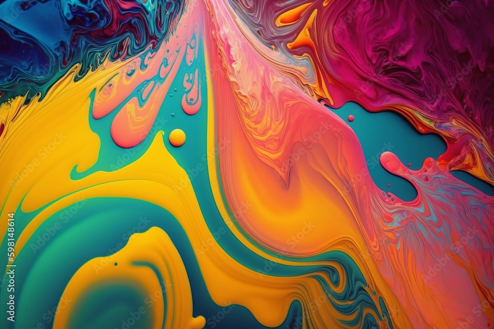 Poster intensive colorful mix: fluid painting abstract texture - generative ai