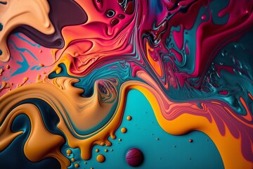 Intensive Colorful Mix: Fluid Painting Abstract Texture - Generative AI