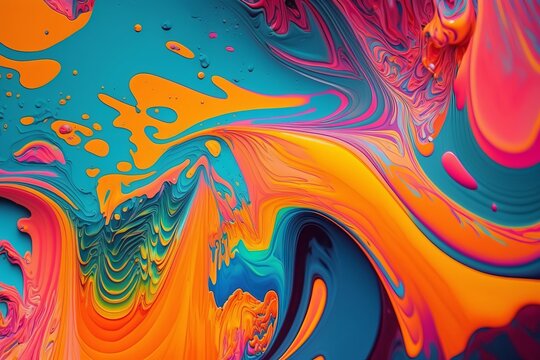 Intensive Colorful Mix of Acrylic Vibrant Colors - Abstract Painting Background - Generative AI