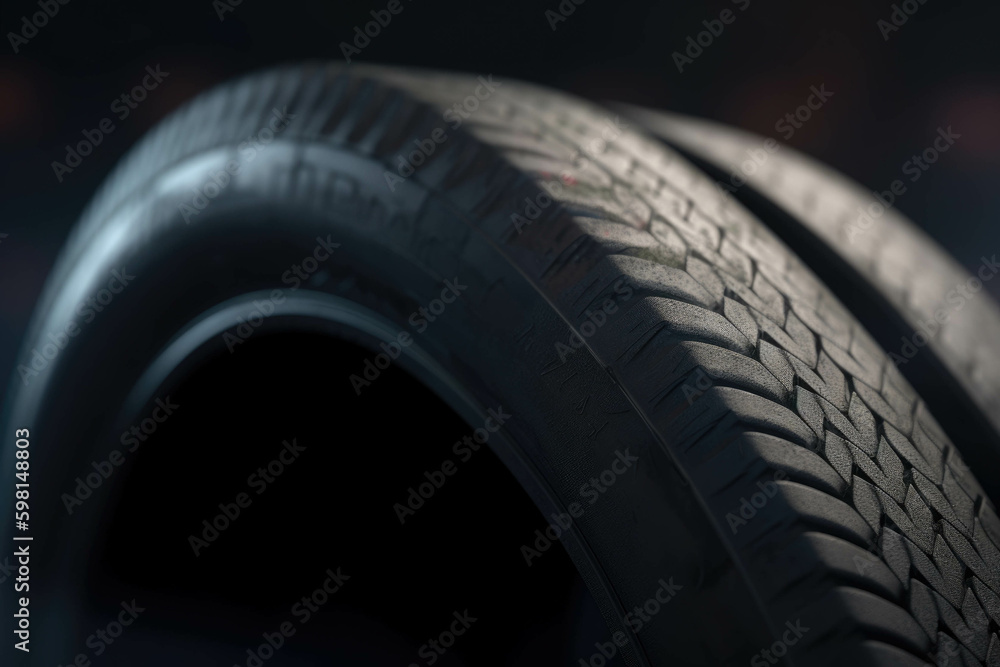 Poster close up of a tire and rim with a blur of smoke in the background. speed drive concept. ai generatio
