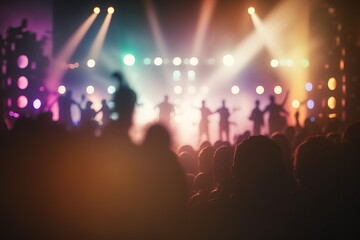 Fototapeta na wymiar Blurred Concert Lighting Creates Dynamic Disco Party Atmosphere - Generative AI
