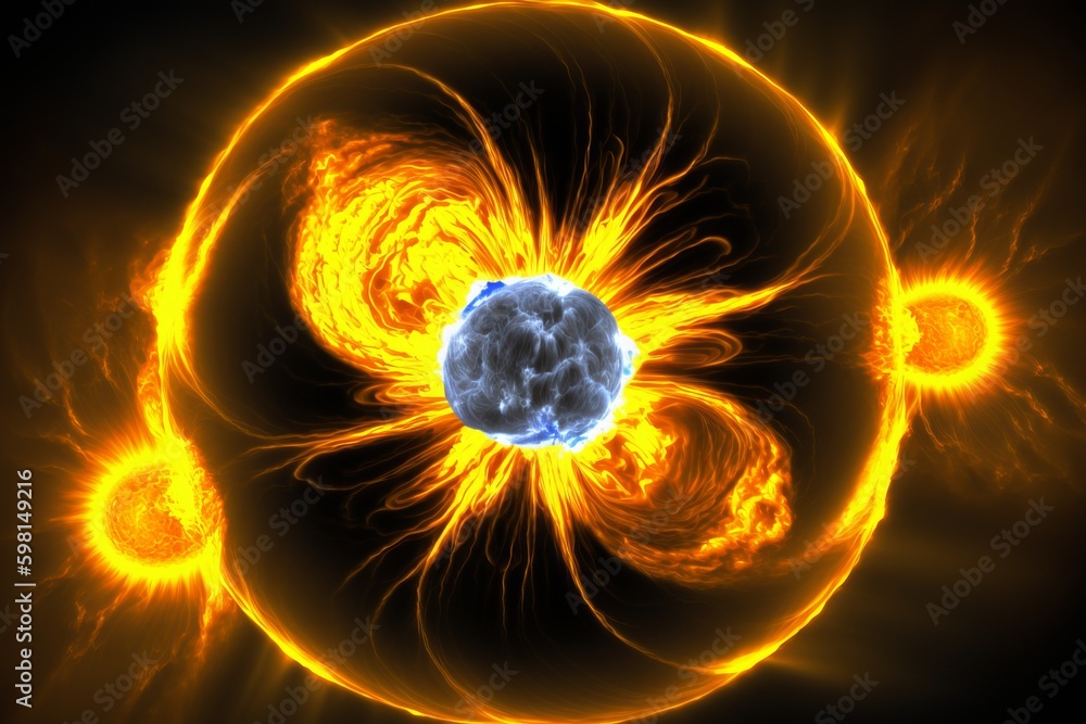 Aufkleber force of energy rolling on surface of the sun with cme - generative ai