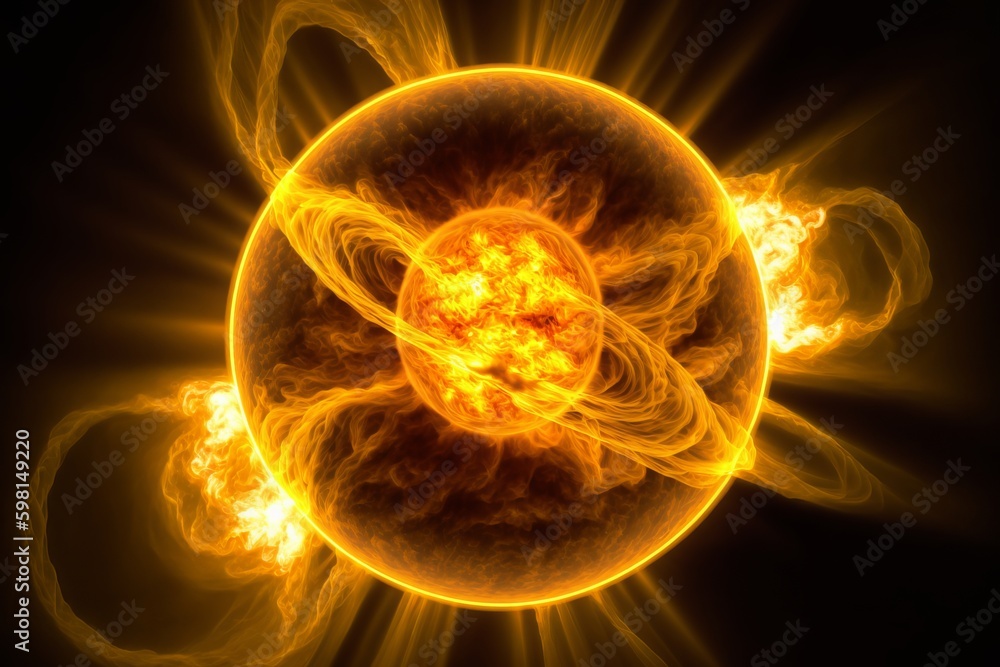 Poster force of energy rolling on surface of the sun with cme - generative ai
