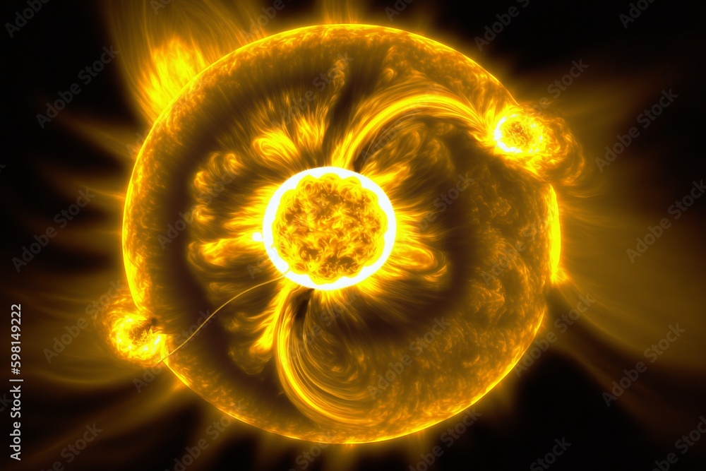 Poster force of energy rolling on surface of the sun with cme - generative ai