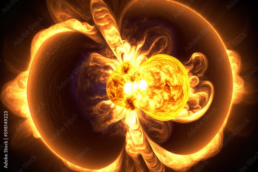 Aufkleber force of energy rolling on surface of the sun with cme - generative ai