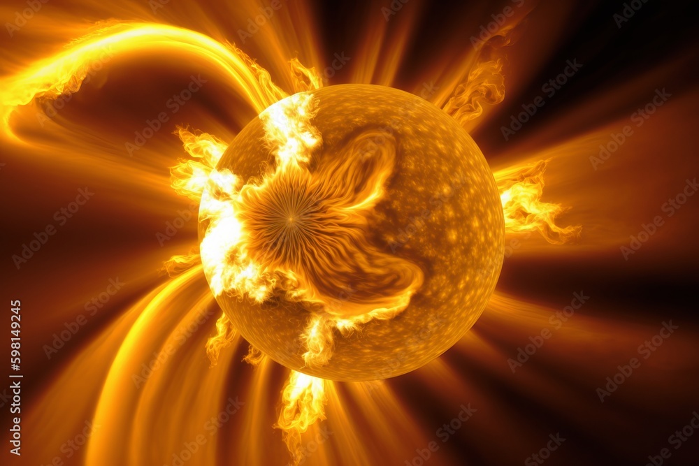 Poster force of energy rolling on surface of the sun with cme - generative ai