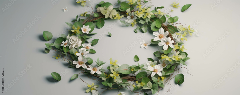 Poster a divinely intertwined circle of shade and petals expertly crafted with wild foliage and colorful bl