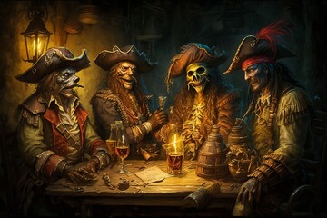 Pirate Themed Party with Treasure, Rum, and Adventure - Generative AI