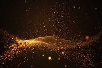 Slow Motion Golden Glitter: Universe Gold Dust and Stars on Black Background - Generative AI