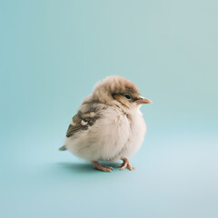 Cute bird. Set of funny pet animals isolated on colorful background. Generative AI.