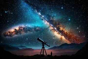 Exploring the Cosmos: A Modern Telescope Under a Starry Sky - Generative AI