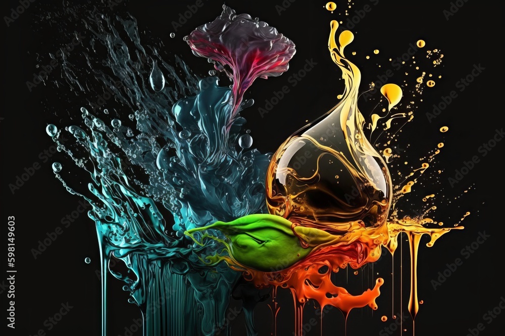 Poster vibrant color explosion: ink in water - generative ai